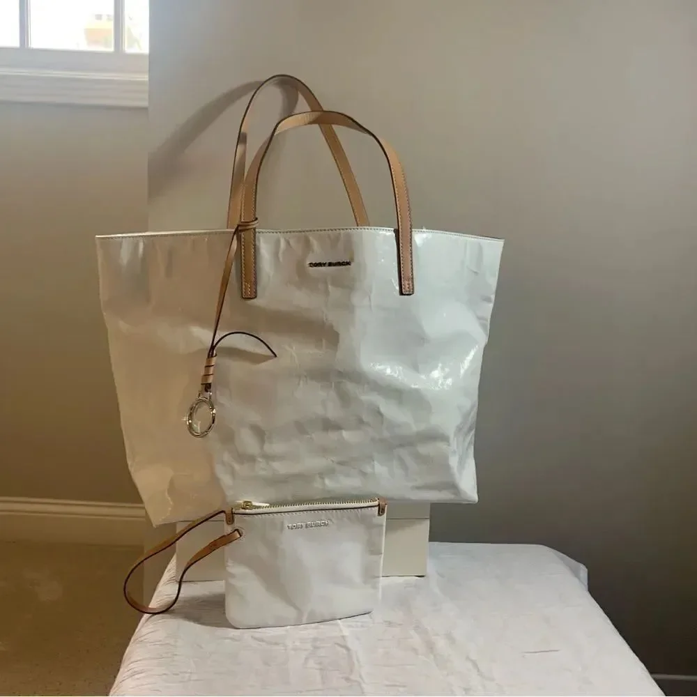 Tory Burch Milo Tote and Pouch - White